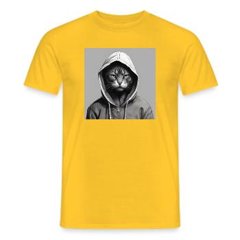 Katzenmysterium im Hoodie - Männer T-Shirt - Gelb - Vorne - AI Model Male 178 dark (178cm)