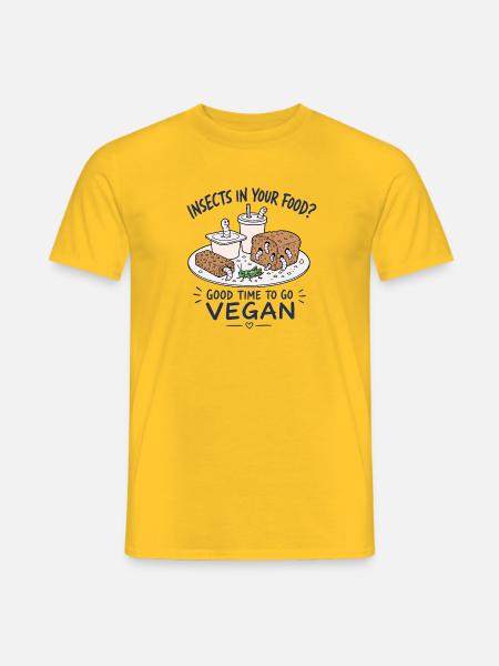 Insekten im Essen Vegane Botschaft - Männer T-Shirt - Gelb
