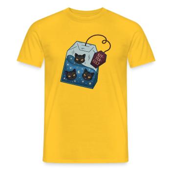 Katzentee Kult Box - Männer T-Shirt - Gelb - Vorne - AI Model Male 178 dark (178cm)