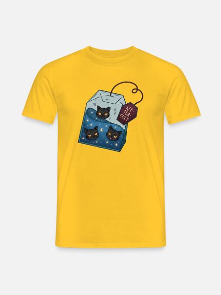 Katzentee Kult Box - Männer T-Shirt - Gelb