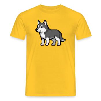 Pixel Wolf - Männer T-Shirt - Gelb - Vorne - AI Model Male 178 dark (178cm)