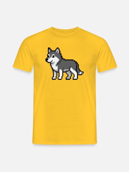Pixel Wolf - Männer T-Shirt - Gelb