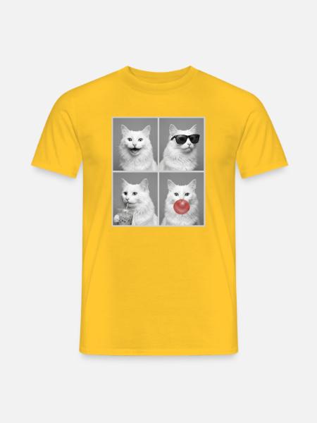 Katzen Türkisch Angora Katze - Männer T-Shirt - Gelb