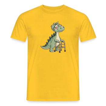 Dino mit Blumenband Rollator - Männer T-Shirt - Gelb - Vorne - AI Model Male 178 dark (178cm)