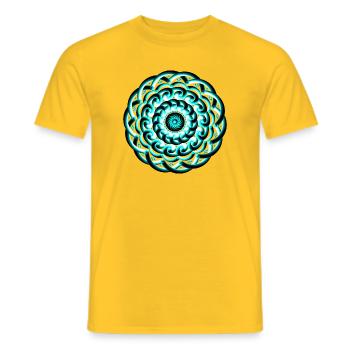 3D Strudel Mandala - Türkises Wellen Ornament - Männer T-Shirt - Gelb - Vorne - AI Model Male 178 dark (178cm)