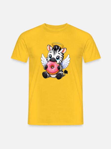 Zebra Donut Engel Süßer Cartoon - Männer T-Shirt - Gelb