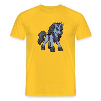 Werwolf-Einhorn zeigt seine Fangzähne - Männer T-Shirt - Gelb - Vorne - AI Model Male 178 dark (178cm)
