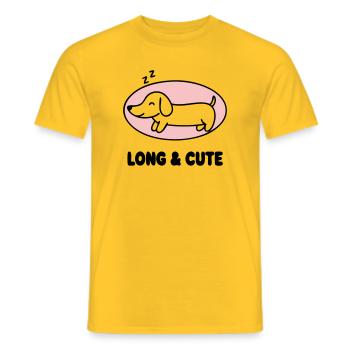 Dackel Long And Cute Logo - Männer T-Shirt - Gelb - Vorne - AI Model Male 178 dark (178cm)