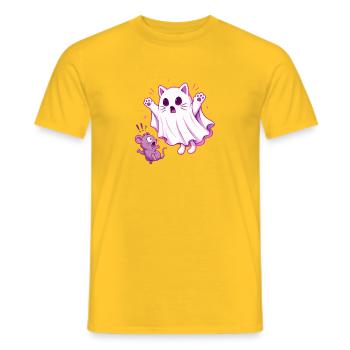 Spooky Kitty  - Männer T-Shirt - Gelb - Vorne - AI Model Male 178 dark (178cm)