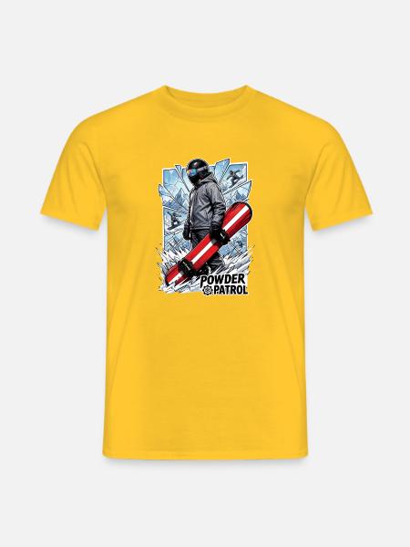 Powder Patrol Snowboard - Männer T-Shirt - Gelb