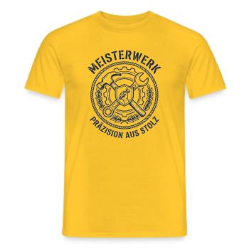 Meisterwerk Handwerker – Präzision aus Stolz - Männer T-Shirt - Gelb - Vorne - AI Model Male 178 dark (178cm)