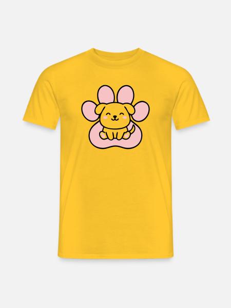 Welpe Hundepfote Grafik - Männer T-Shirt - Gelb