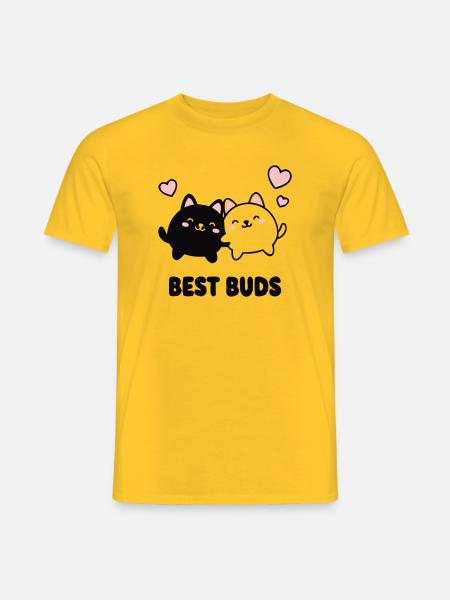 Best Buds Katzen Logo - Männer T-Shirt - Gelb