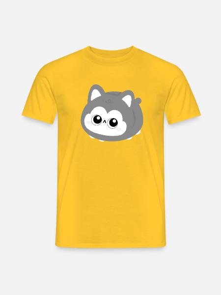 Chibi-Wolken-Husky-Plüsch - Männer T-Shirt - Gelb