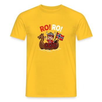 RO RO Wikinger Norwegen Wikingerschiff - Männer T-Shirt - Gelb - Vorne - AI Model Male 178 dark (178cm)