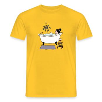 Entspannendes Schaumbad mit Wein & Badeente - Männer T-Shirt - Gelb - Vorne - AI Model Male 178 dark (178cm)