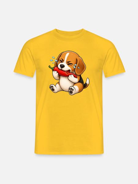 Beagle Chili Scharf Lustiger Cartoon - Männer T-Shirt - Gelb