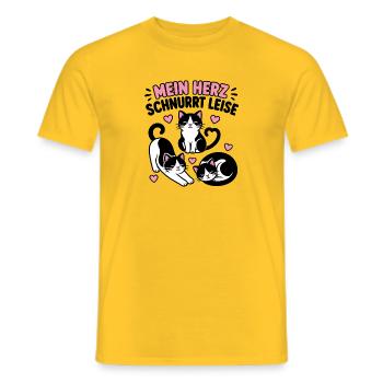 Mein Herz schnurrt leise – Katzen Silhouetten - Männer T-Shirt - Gelb - Vorne - AI Model Male 178 dark (178cm)