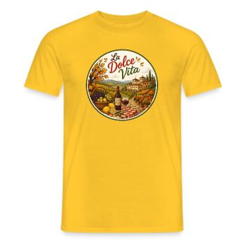 La Dolce Vita Weinanbau Szene - Männer T-Shirt - Gelb - Vorne - AI Model Male 178 dark (178cm)