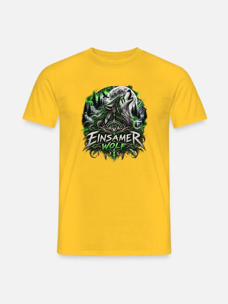 Einsamer Wolf im Grünen Mondlicht - Männer T-Shirt - Gelb