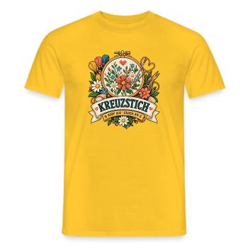 Kreuzstich – Kopf aus Faden an - Männer T-Shirt - Gelb - Vorne - AI Model Male 178 dark (178cm)
