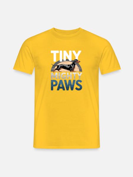 Tiny Mighty Paws Dackel Silhouette - Männer T-Shirt - Gelb