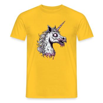 Zombie Einhorn - Männer T-Shirt - Gelb - Vorne - AI Model Male 178 dark (178cm)
