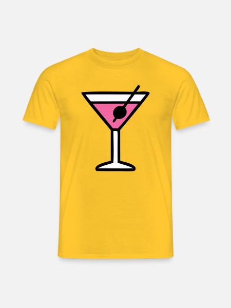 Pinkes Cocktail Glas Icon - Männer T-Shirt - Gelb