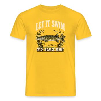Hechtangeln Catch and Release Shirt - Männer T-Shirt - Gelb - Vorne - AI Model Male 178 dark (178cm)