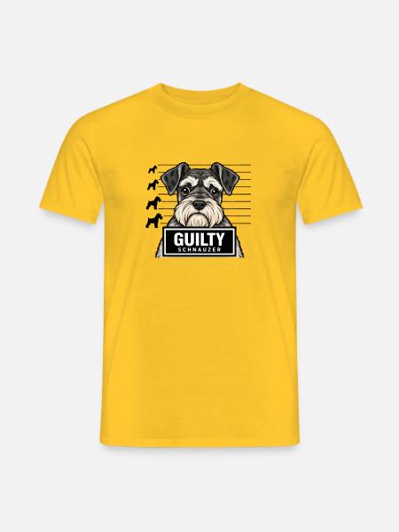 Schnauzer Mugshot - Guilty - Männer T-Shirt - Gelb
