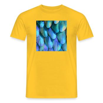 Exotische Federn Türkis und irisierendes Blau - Männer T-Shirt - Gelb - Vorne - AI Model Male 178 dark (178cm)