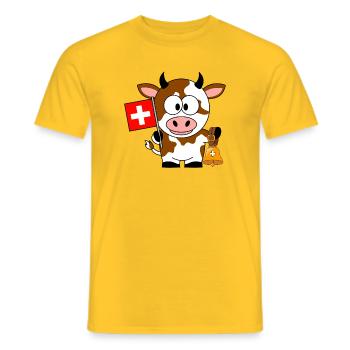 Schweizer Kuh mit glocke  - Männer T-Shirt - Gelb - Vorne - AI Model Male 178 dark (178cm)