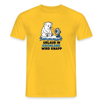 Urlaub in Grönland wird knapp – Eisbär T-Shirt - Männer T-Shirt - Gelb - Vorne - AI Model Male 178 dark (178cm)