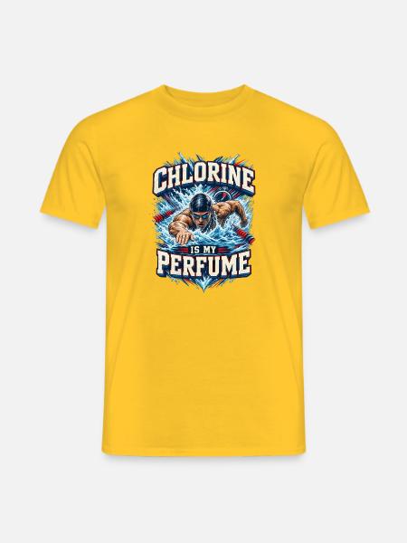 Chlorine Is My Perfume Schwimmer - Männer T-Shirt - Gelb
