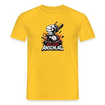 Bis zum Anschlag Thrash Metal Faust Design - Männer T-Shirt - Gelb - Vorne - AI Model Male 178 dark (178cm)