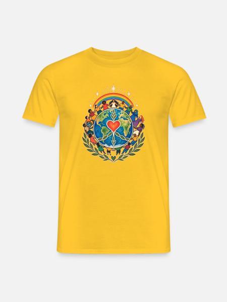 Gemeinsam für Frieden und Vielfalt - Männer T-Shirt - Gelb
