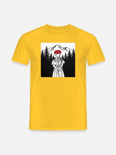 Trachtenmädchen Bergpanorama - Echte Heimat! - Männer T-Shirt - Gelb