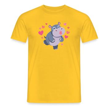 Herziger Hippo mit Herzen und Kussmund - Männer T-Shirt - Gelb - Vorne - AI Model Male 178 dark (178cm)