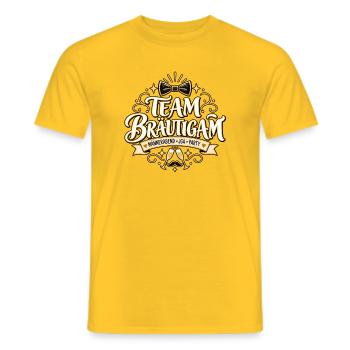 Team Bräutigam – Männerabend JGA Party - Männer T-Shirt - Gelb - Vorne - AI Model Male 178 dark (178cm)