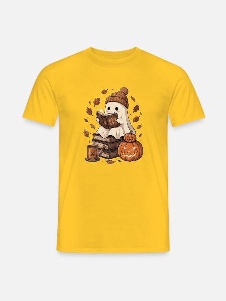 Halloween Geist Kürbis Fledermaus Herbst Lesen - Männer T-Shirt - Gelb