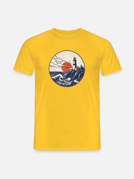 Leuchtturm Patch Abendrot - Männer T-Shirt - Gelb