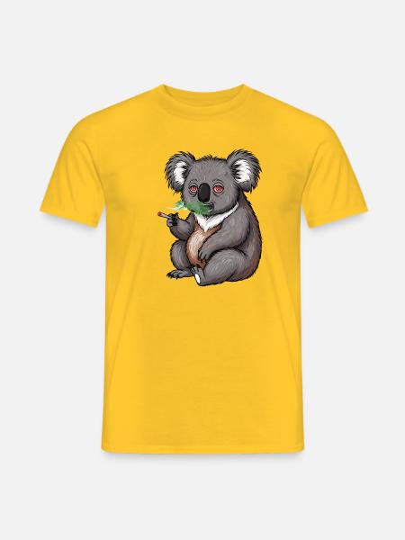 Cartoon Koala raucht Gras - Männer T-Shirt - Gelb