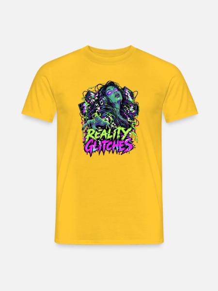 Reality Glitches Neon-Gamerkunst - Männer T-Shirt - Gelb