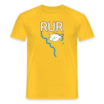 Der reissende Fluss Rur Lebendiger Fluss mit Fisch - Männer T-Shirt - Gelb - Vorne - AI Model Male 178 dark (178cm)