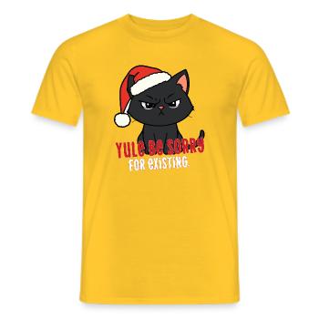 Weihnachtskatze, Weihnachtsmütze, Weihnachtsmütze, Entschuldige dich für deine Existenz - Männer T-Shirt - Gelb - Vorne - AI Model Male 178 dark (178cm)