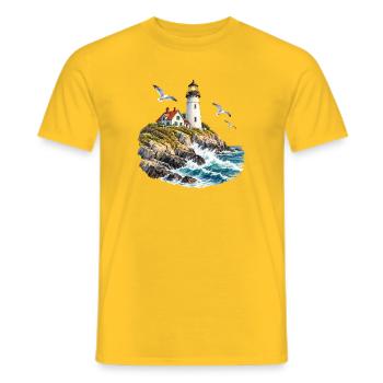 Leuchtturm an rauer Küste - Männer T-Shirt - Gelb - Vorne - AI Model Male 178 dark (178cm)