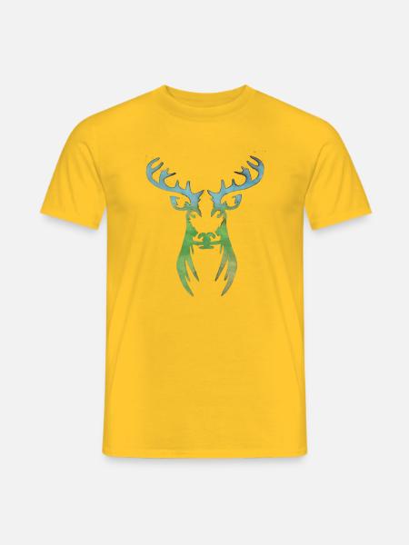 Wasserfarbiger Hirschkopf Silhouette - Männer T-Shirt - Gelb
