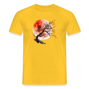 Roter Mond und Kirschbaum - Männer T-Shirt - Gelb - Vorne - AI Model Male 178 dark (178cm)
