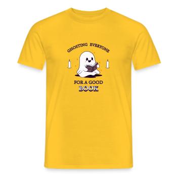 Ghosting everyone for a good book - Männer T-Shirt - Gelb - Vorne - AI Model Male 178 dark (178cm)
