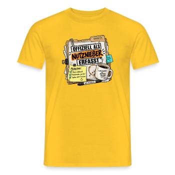 Offiziell Als Nutznießer Erfasst Poster - Männer T-Shirt - Gelb - Vorne - AI Model Male 178 dark (178cm)